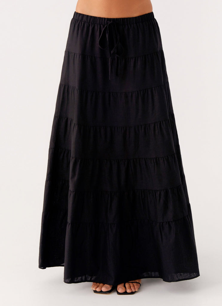 Mariella Linen Maxi Skirt - Black