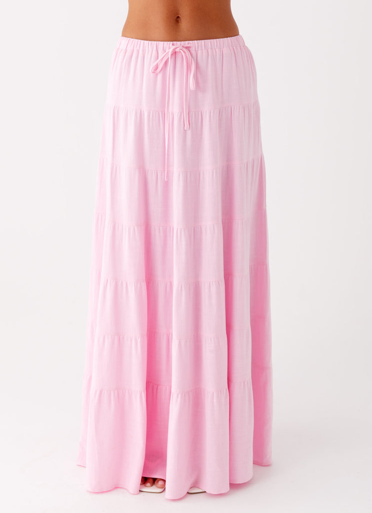 Mariella Linen Maxi Skirt - Pink