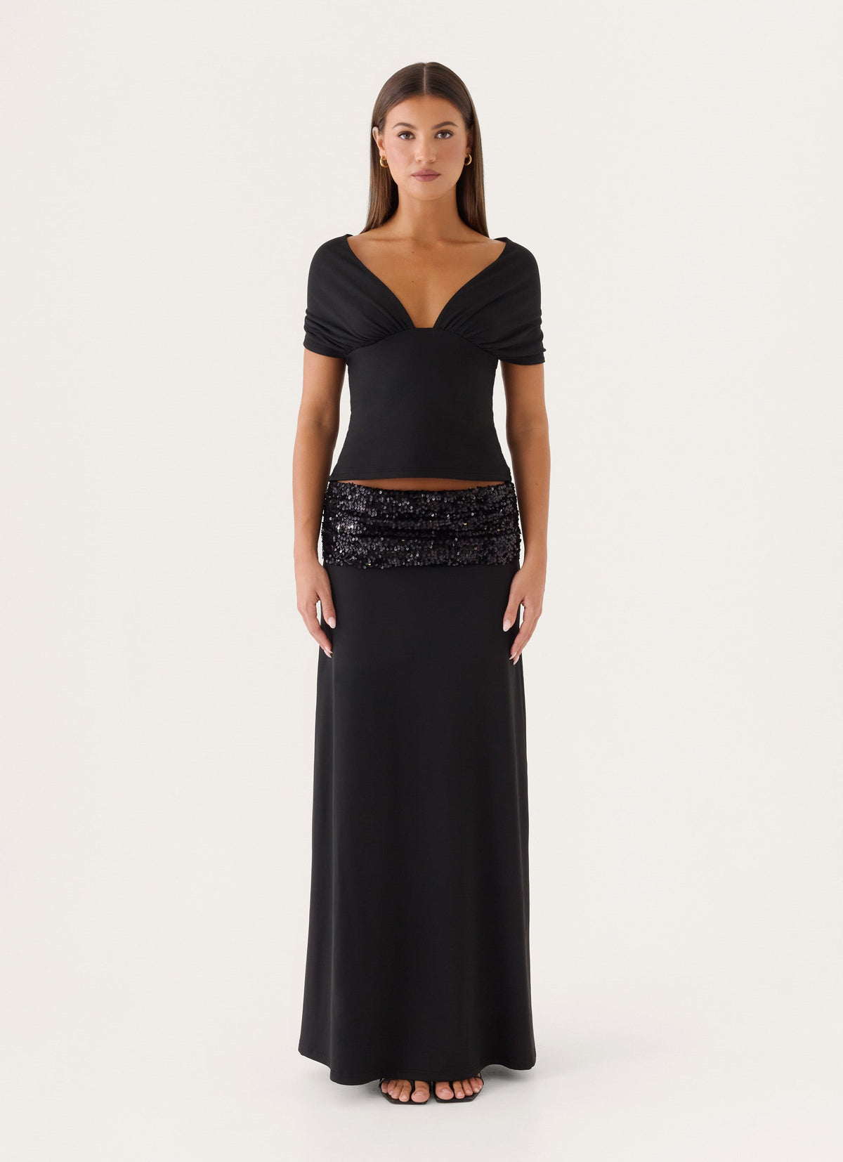 Marista Sequin Maxi Skirt - Black