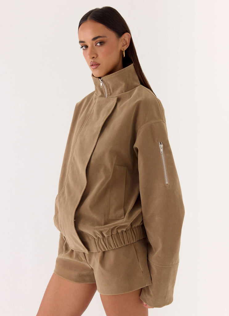 Marlow Faux Suede Jacket - Taupe