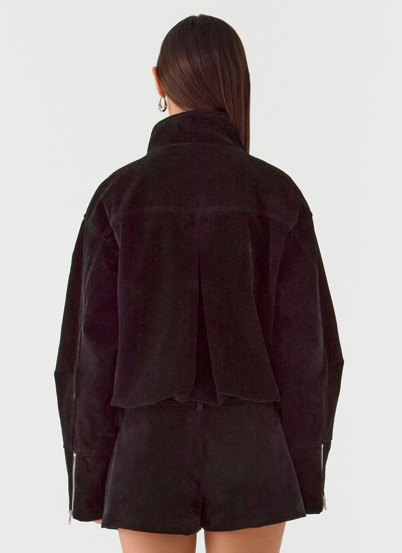 Marlow Faux Suede Jacket - Black