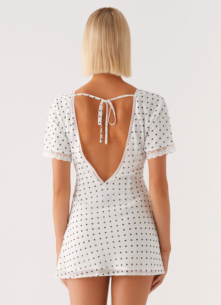 Marlowe Mini Dress - White Polkadot