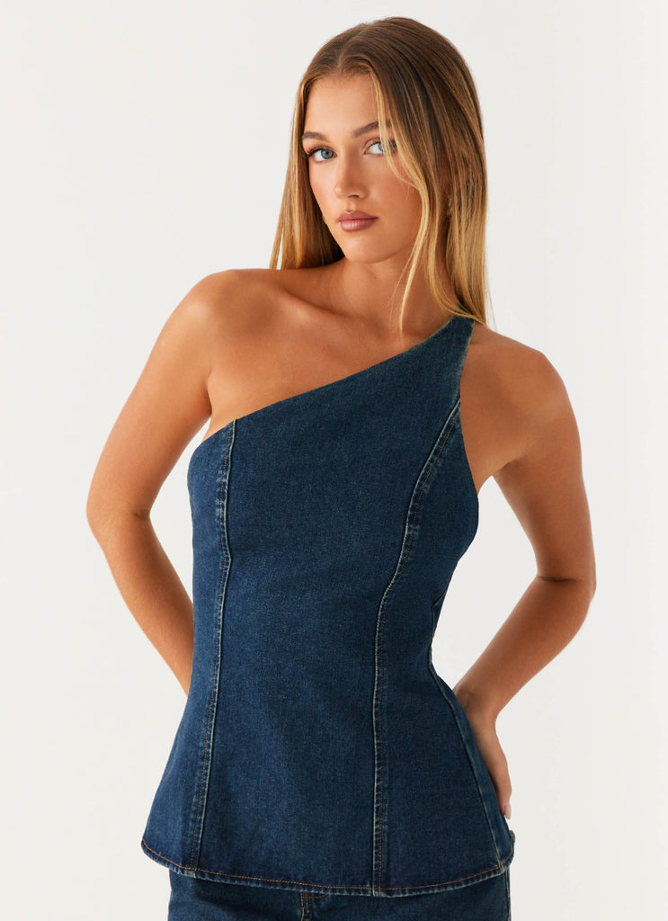 Maysa Denim Top - Washed Denim