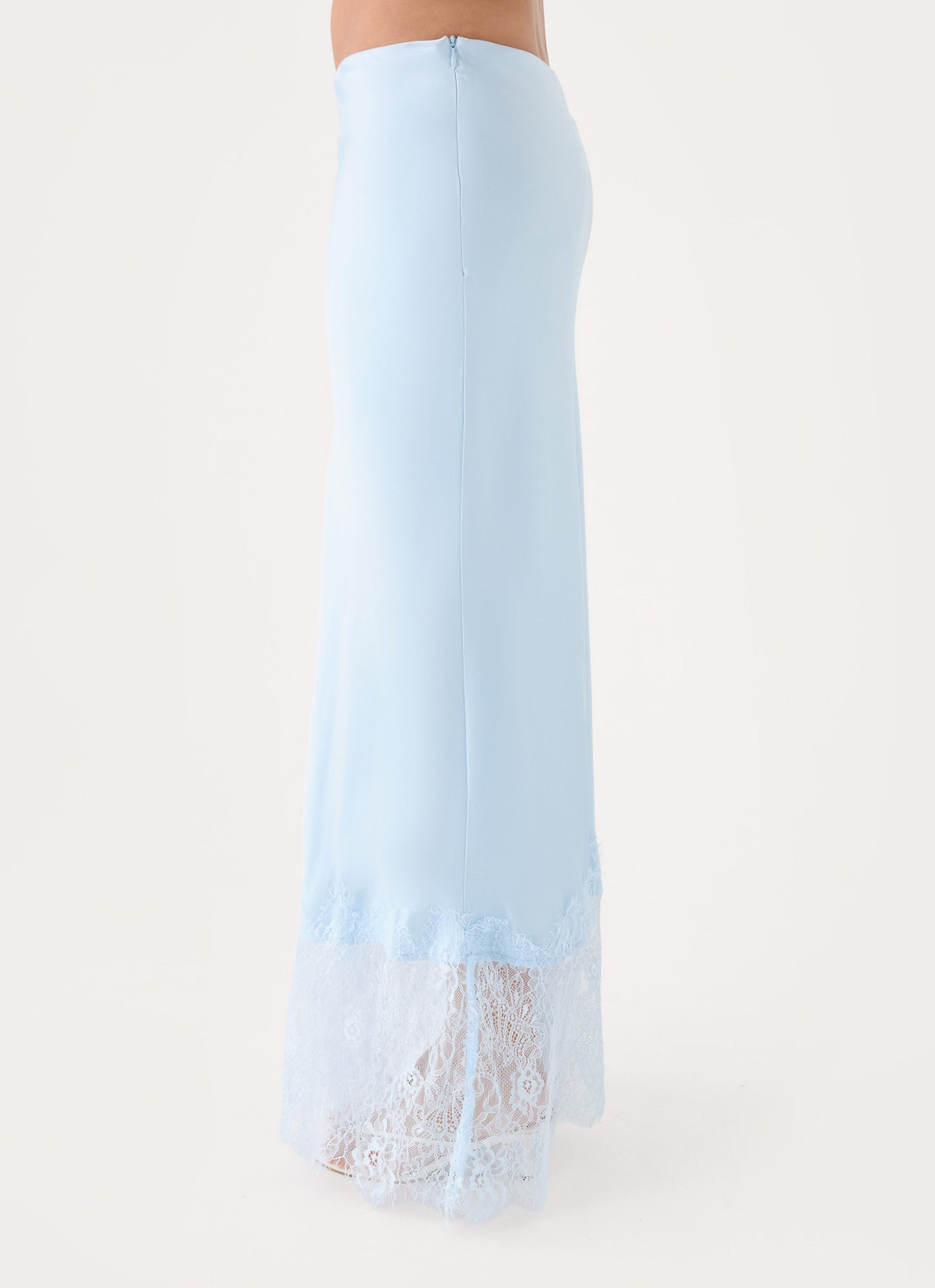 Merisso Lace Trim Maxi Skirt - Blue