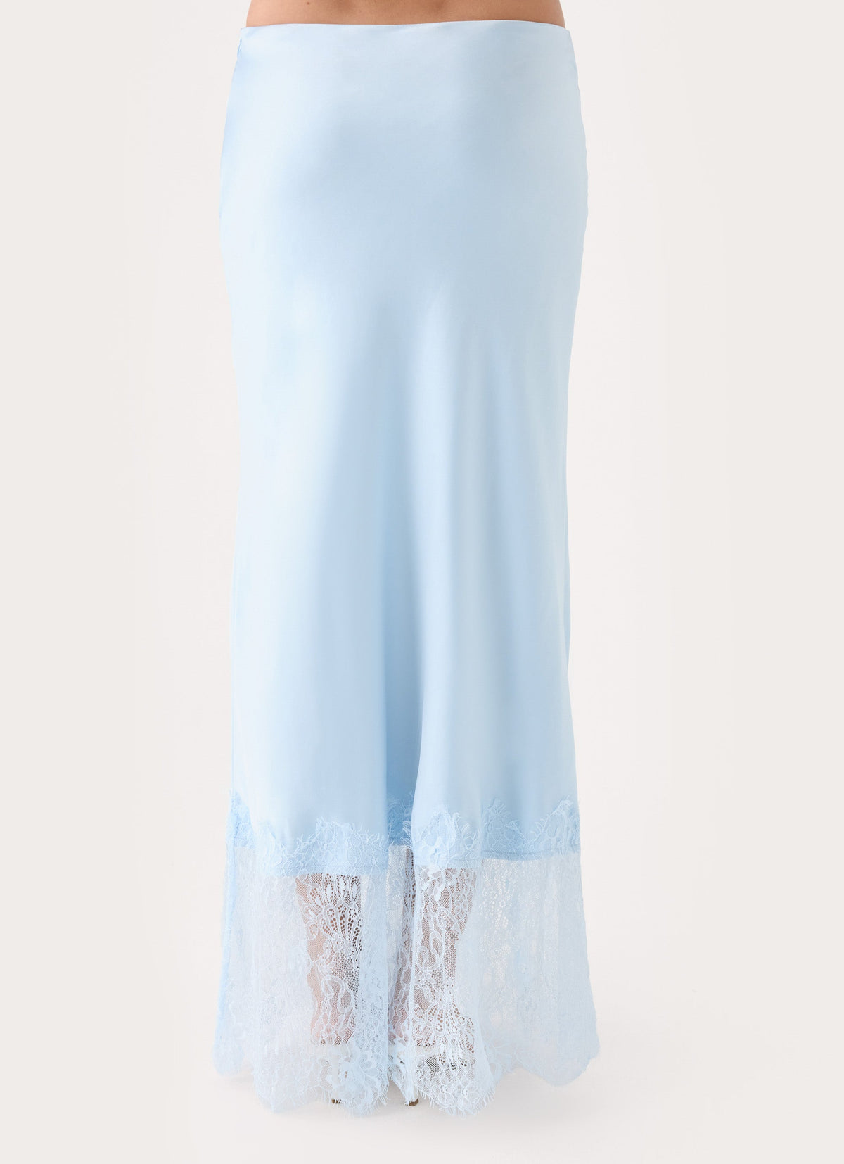 Merisso Lace Trim Maxi Skirt - Blue