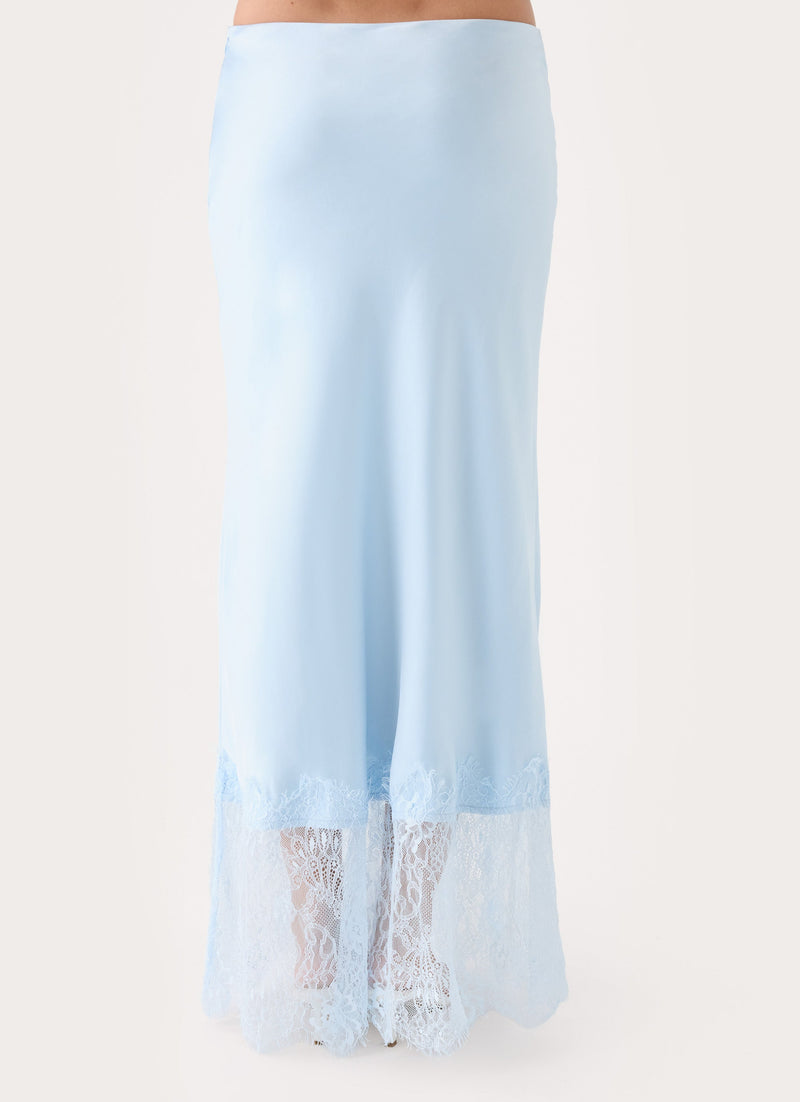 Merisso Lace Trim Maxi Skirt - Blue