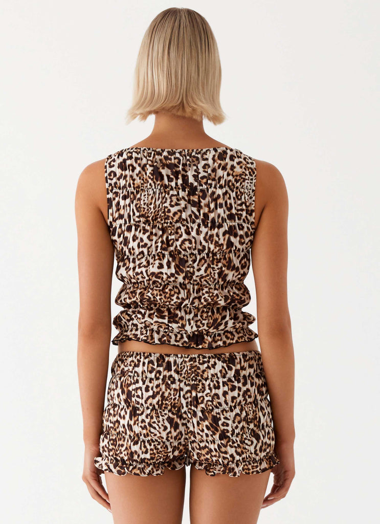 Messina Ruched Tank Top - Leopard