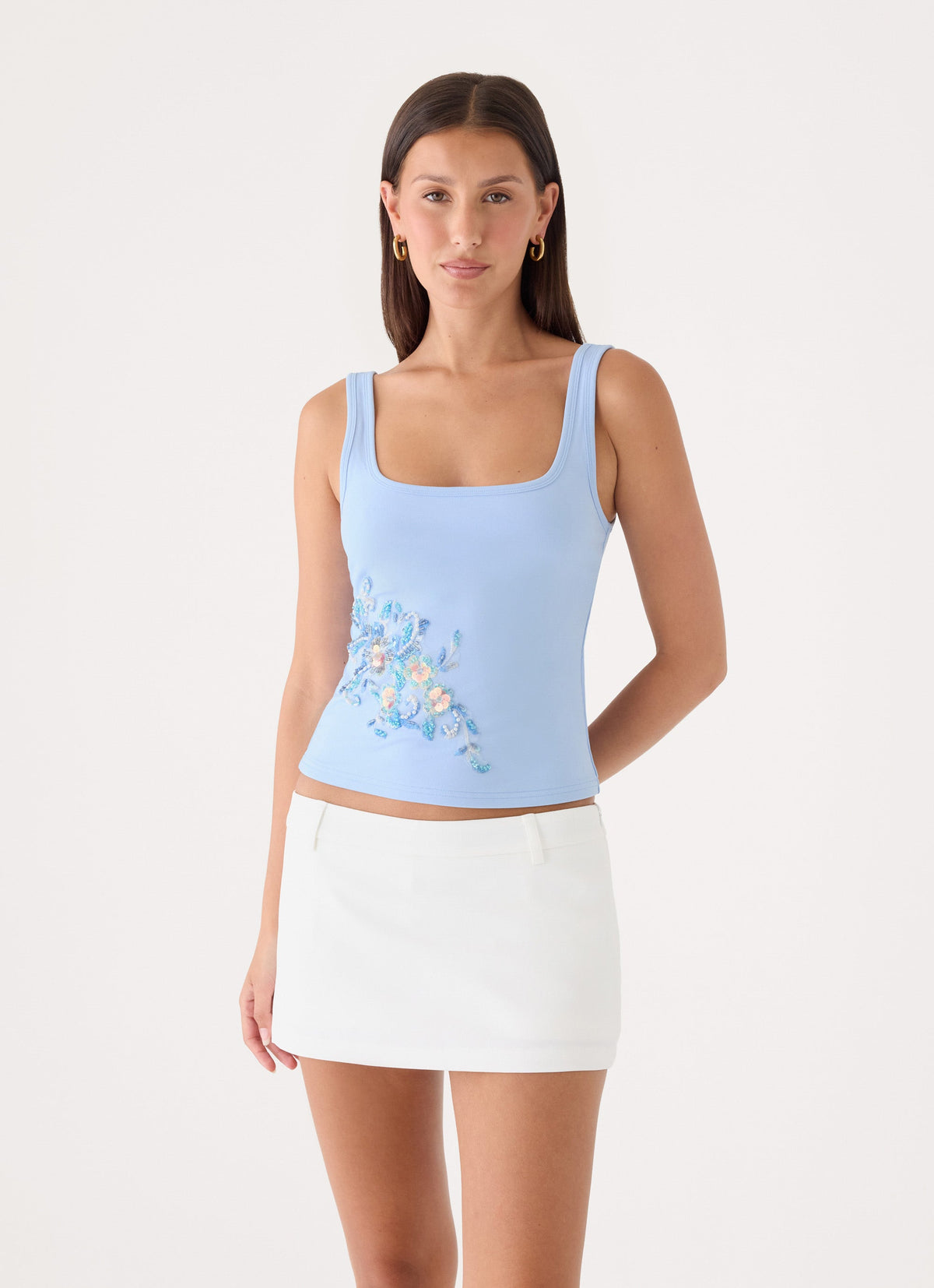 Michele Floral Top - Baby Blue