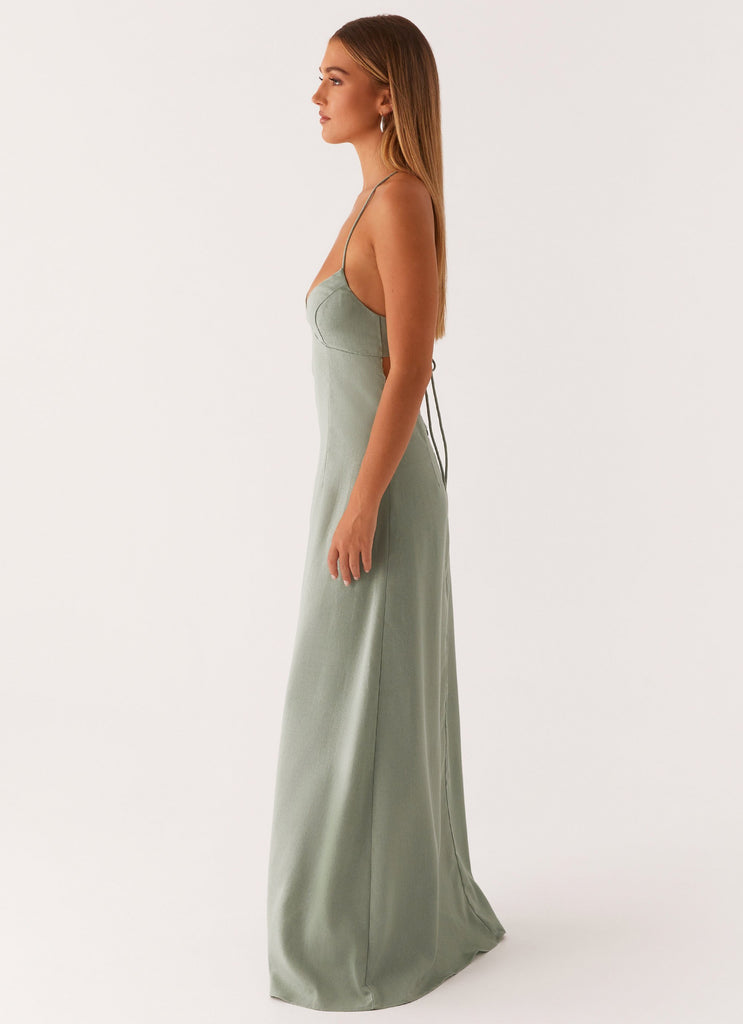 Middle Ground Linen Maxi Dress - Sage