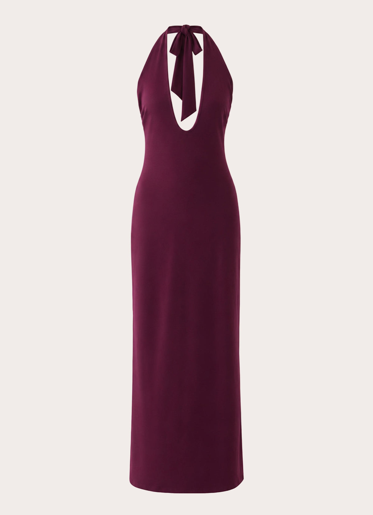 Midnight Kiss Jersey Halter Dress - Eggplant