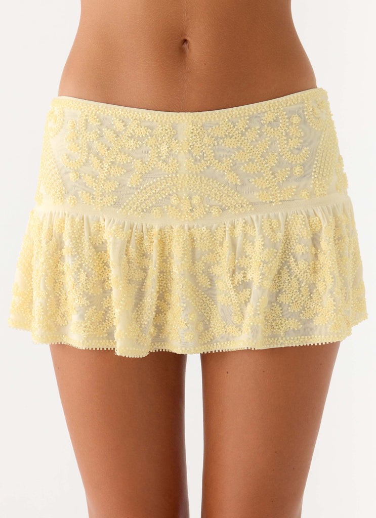 Mimi Beaded Mini Skort - Yellow