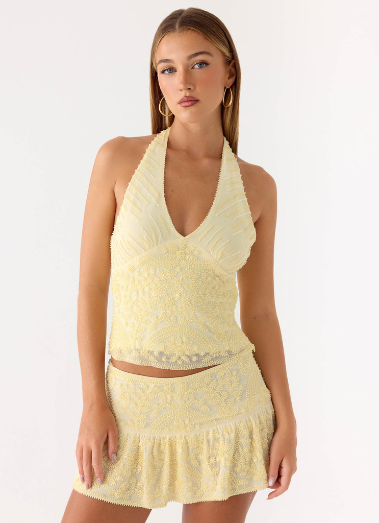 Mimi Beaded Top - Yellow