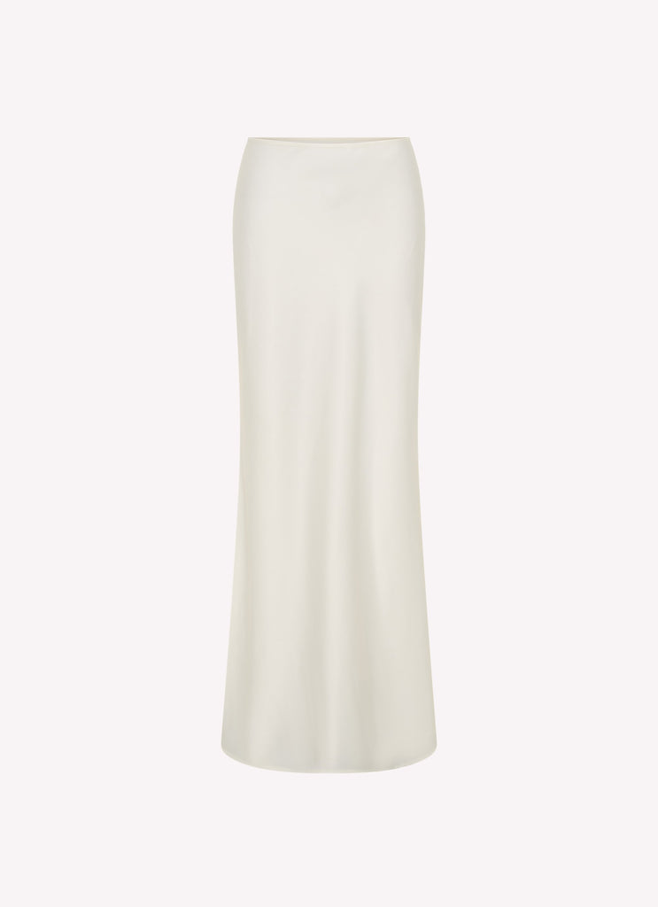 Mina Satin Maxi Skirt - White