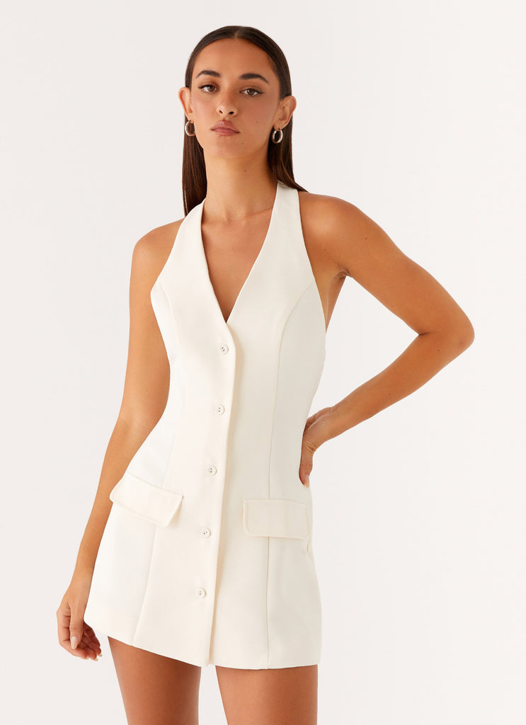 Mira Halter Neck Mini Dress - Ivory