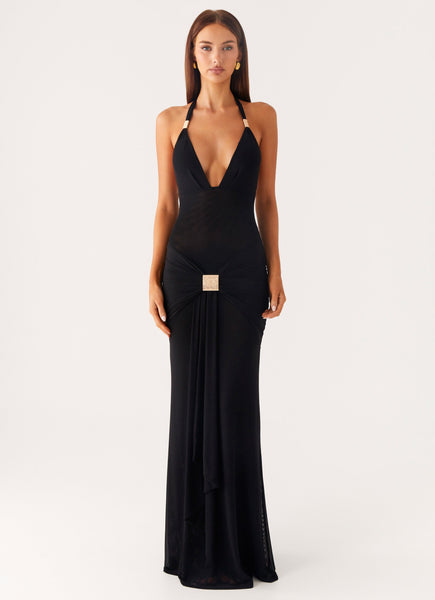 Miyah Halter Hardware Maxi Dress - Black – Peppermayo Canada