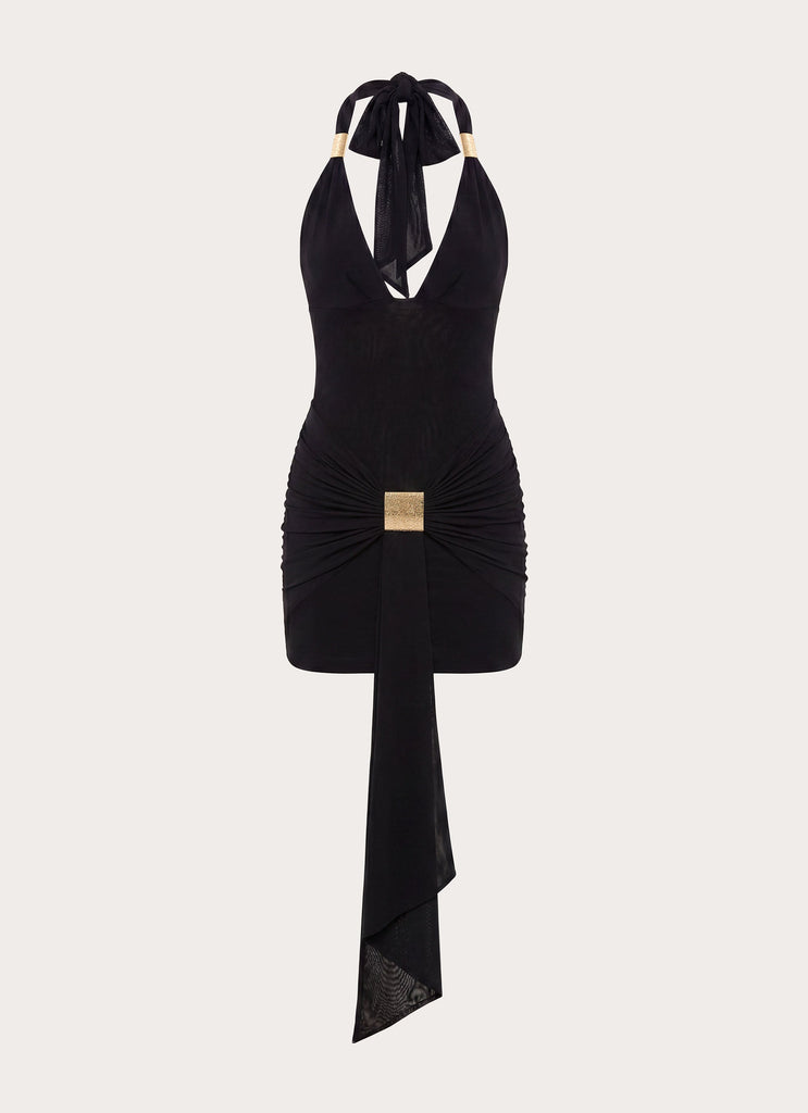 Miyah Halter Hardware Mini Dress - Black – Peppermayo Canada