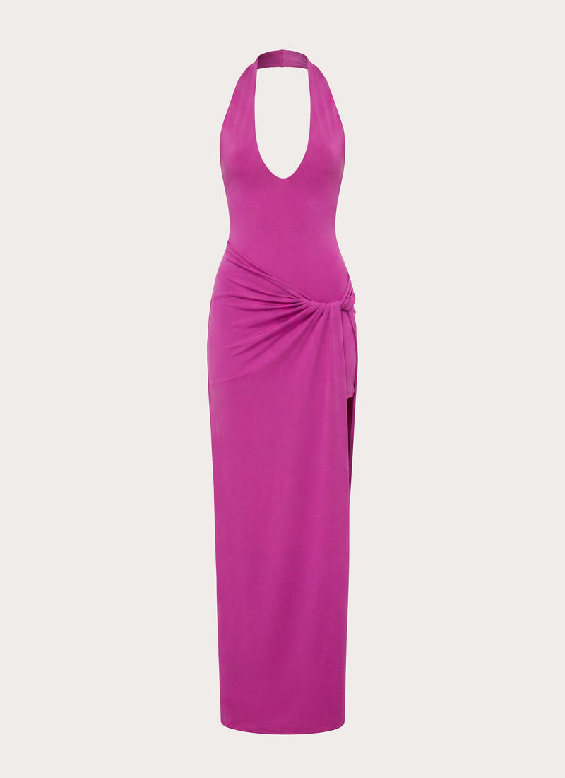 Mokono Halter Wrap Maxi Dress - Mulberry Pink