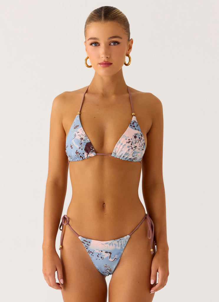 Mommae Halter Bikini Top - Aqua Blur