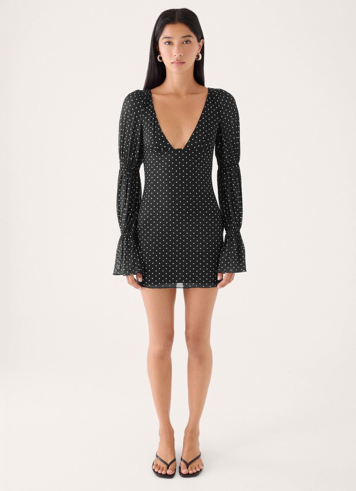 Moonlight Drive Mini Dress - Black Polka Dot