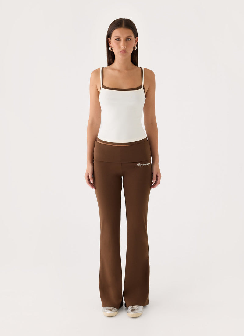 Muse Roll Waist Pants - Chocolate
