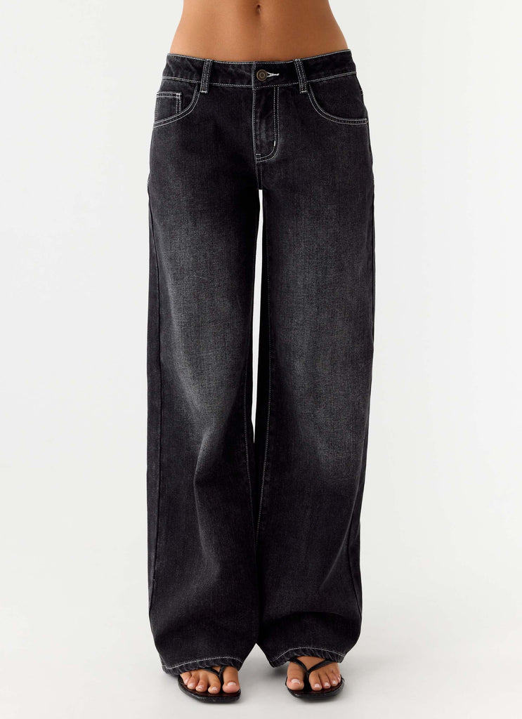 Nathan Super Low Rise Denim Jeans - Washed Black