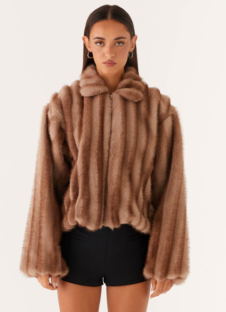 Naylor Faux Fur Jacket Brown Peppermayo Canada naylor-faux-fur-jacket-brown-peppermayo-canada