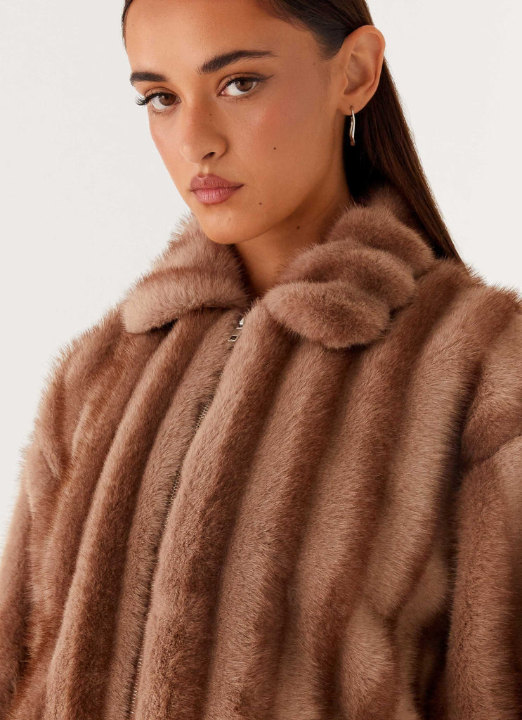 Naylor Faux Fur Jacket - Brown