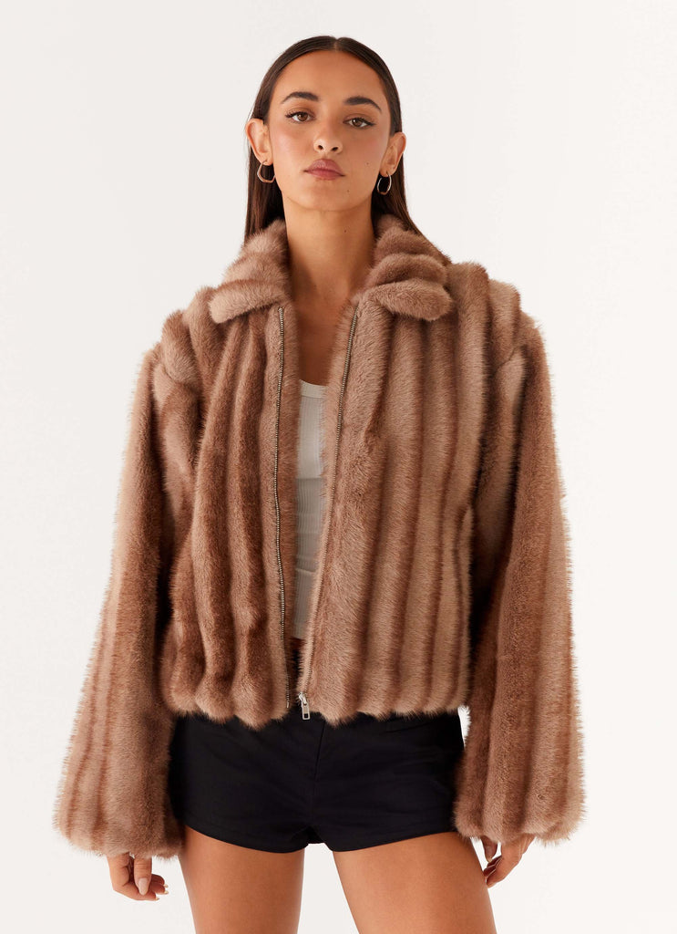 Naylor Faux Fur Jacket - Brown