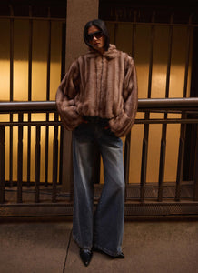 Naylor Faux Fur Jacket - Brown – Peppermayo Canada