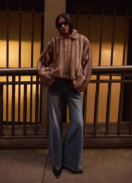 Naylor Faux Fur Jacket - Brown – Peppermayo Canada