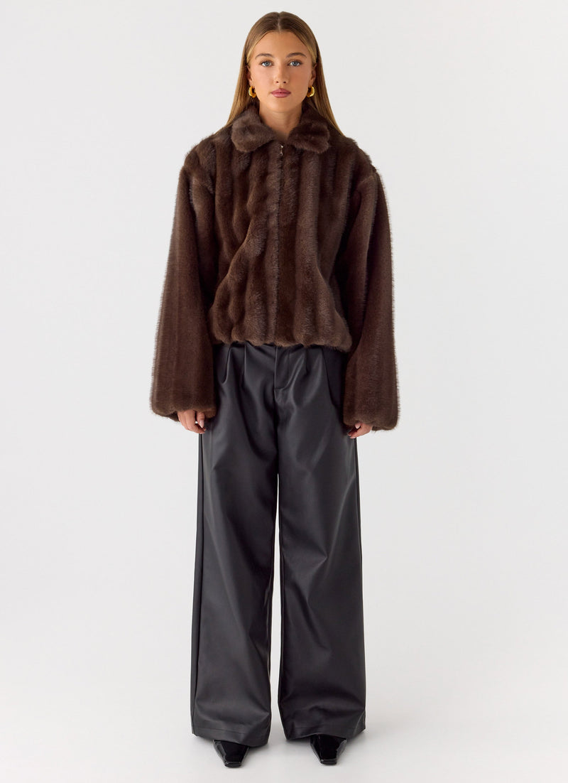 Naylor Faux Fur Jacket - Chocolate