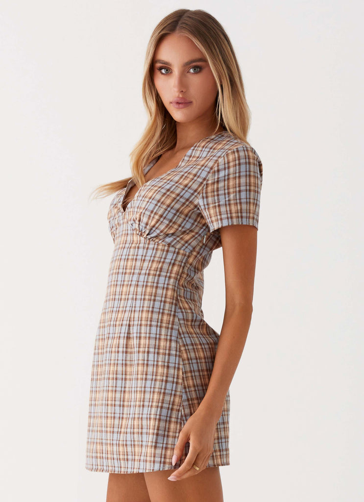 Niki Cap Sleeve Mini Dress - Check