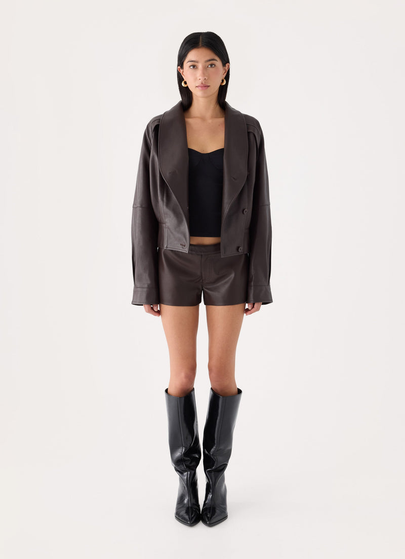 Nirado PU Mini Shorts - Chocolate