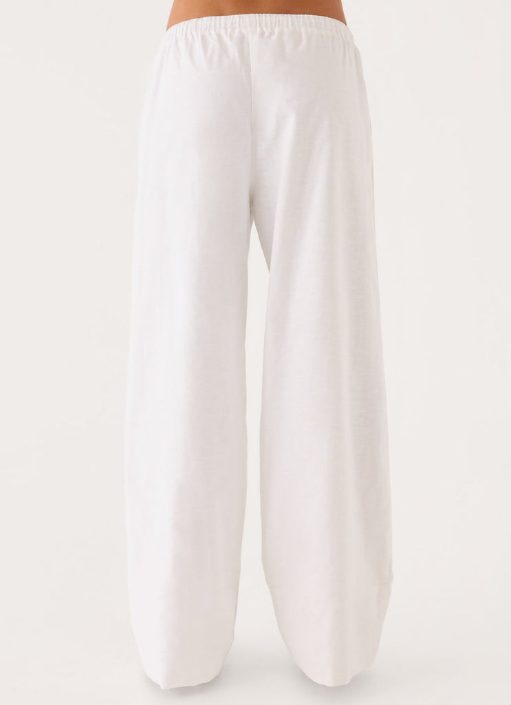 Norene Linen Wide Leg Pant - White