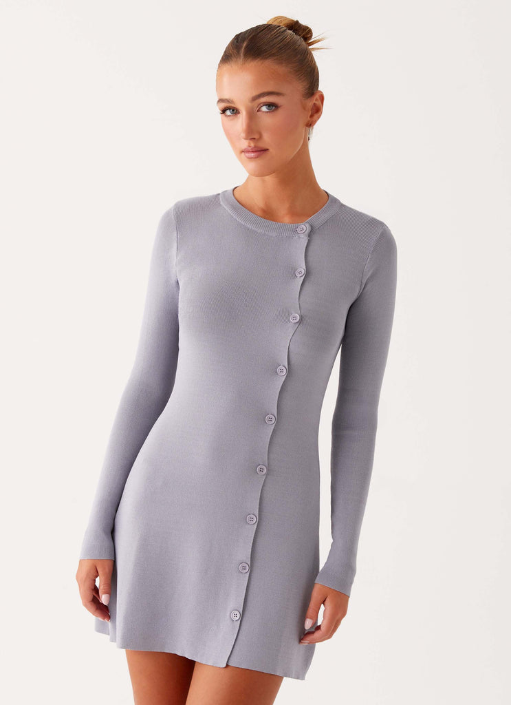 Not One Time Long Sleeve Knit Mini Dress - Grey Peppermayo Canada Not One Time Long Sleeve Knit Mini Dress - Grey Peppermayo Canada