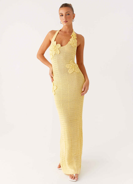 Novalee Flower Crochet Maxi Dress - Yellow – Peppermayo Canada