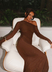 Oriana Sequin Maxi Dress - Chocolate