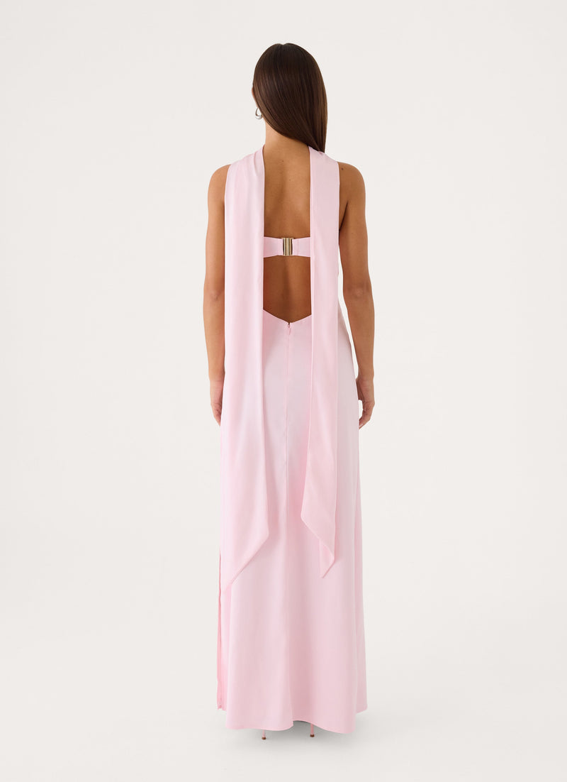 Out All Night Scarf Maxi Dress - Soft Pink