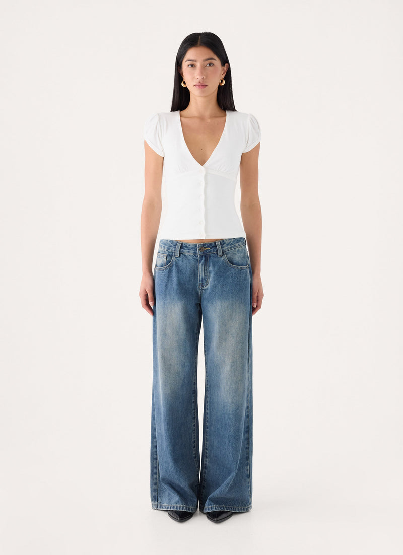Panasi Button Up Top - White