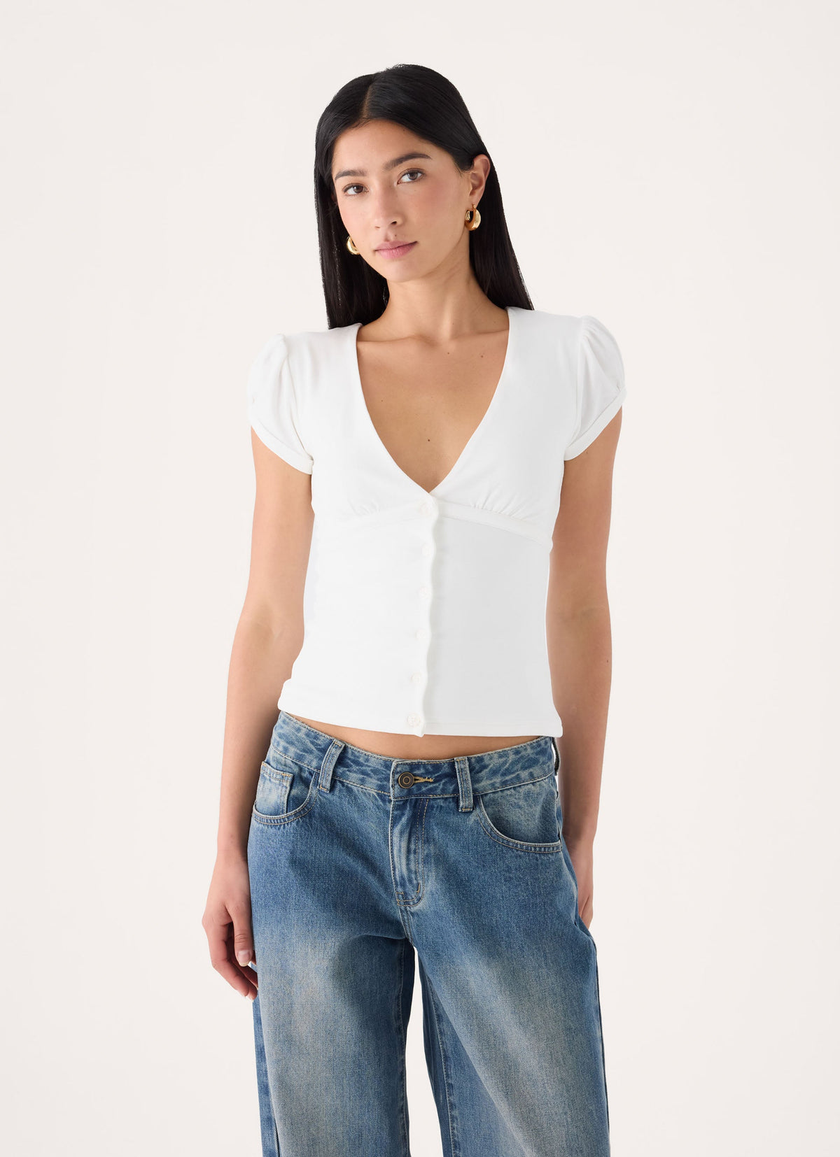 Panasi Button Up Top - White
