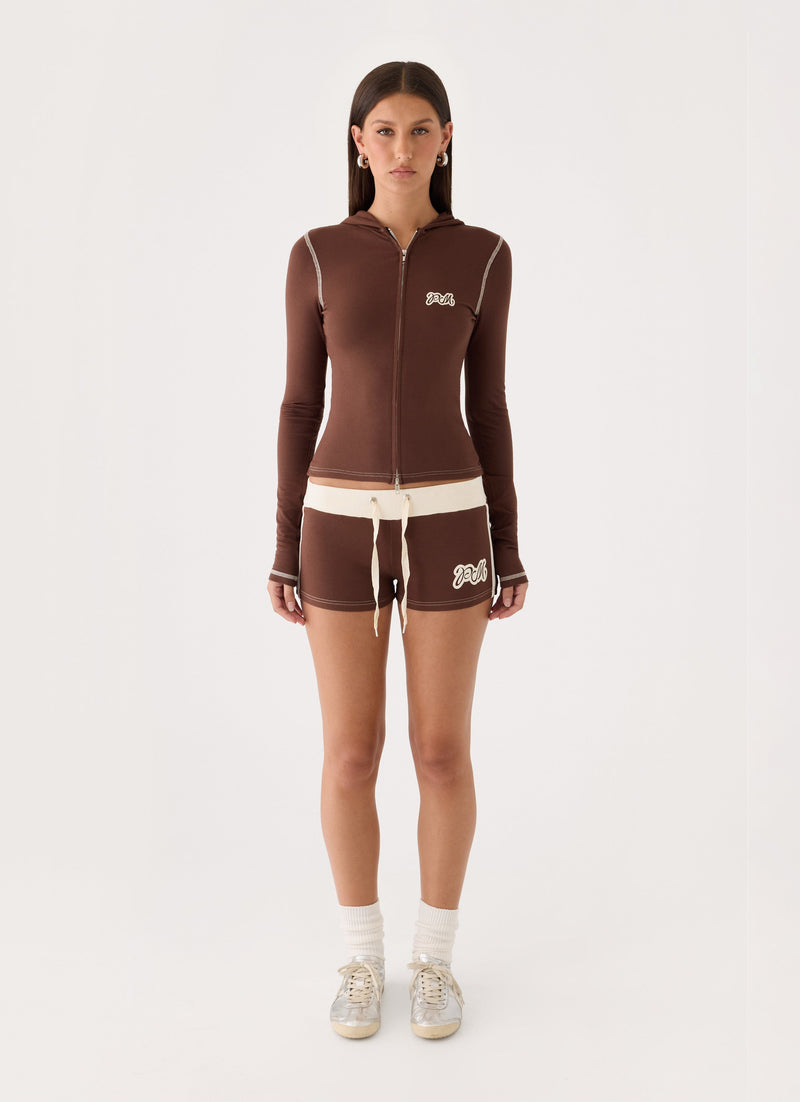 Paris Zip Up Hoodie - Chocolate