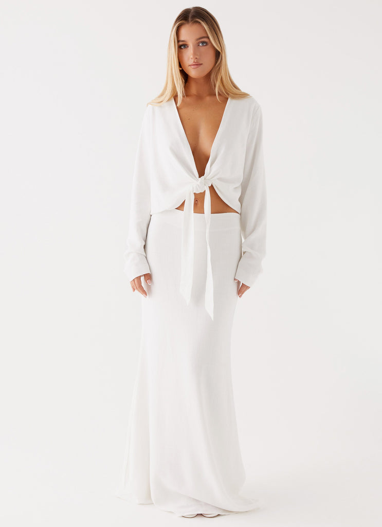 Parker Linen Maxi Skirt - White