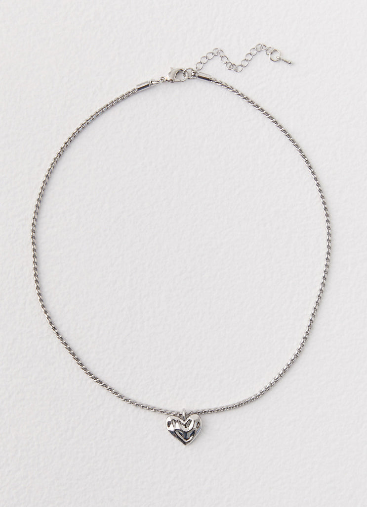 Pending Heart Necklace - Silver