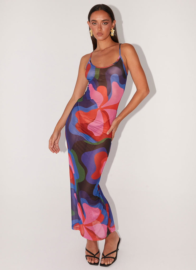 Womens Love On The Run Maxi Dress in the colour Floral Fantasy in front of a light grey background