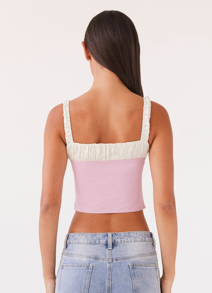 Womens Ryder Bustier Top in the colour Pink in front of a light grey background