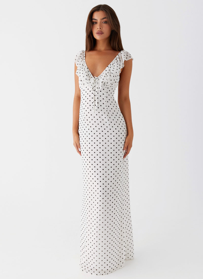 Womens Silvie Maxi Dress in the colour White in front of a light grey background