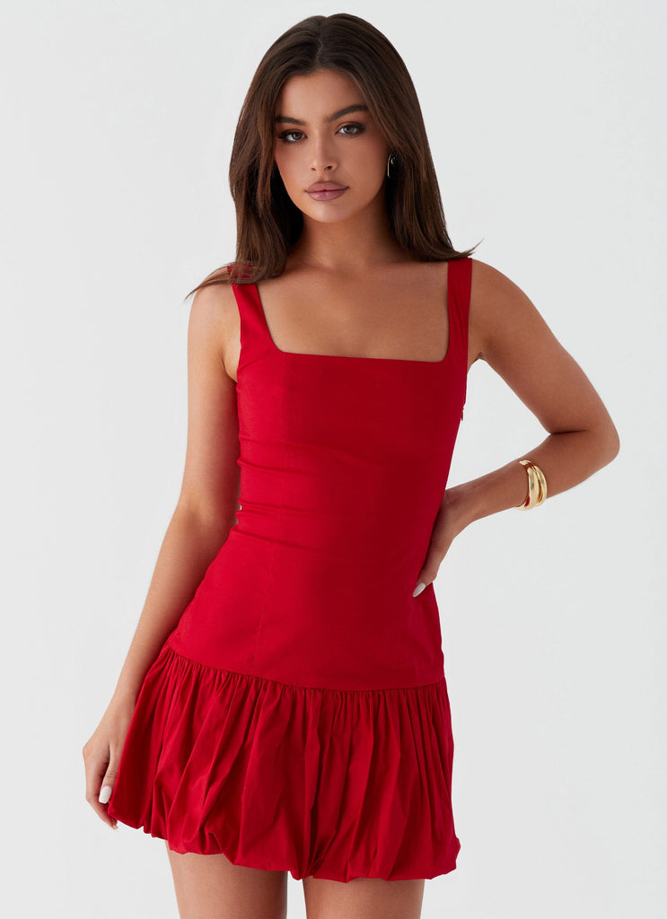 Womens Lexy Mini Dress in the colour Red in front of a light grey background