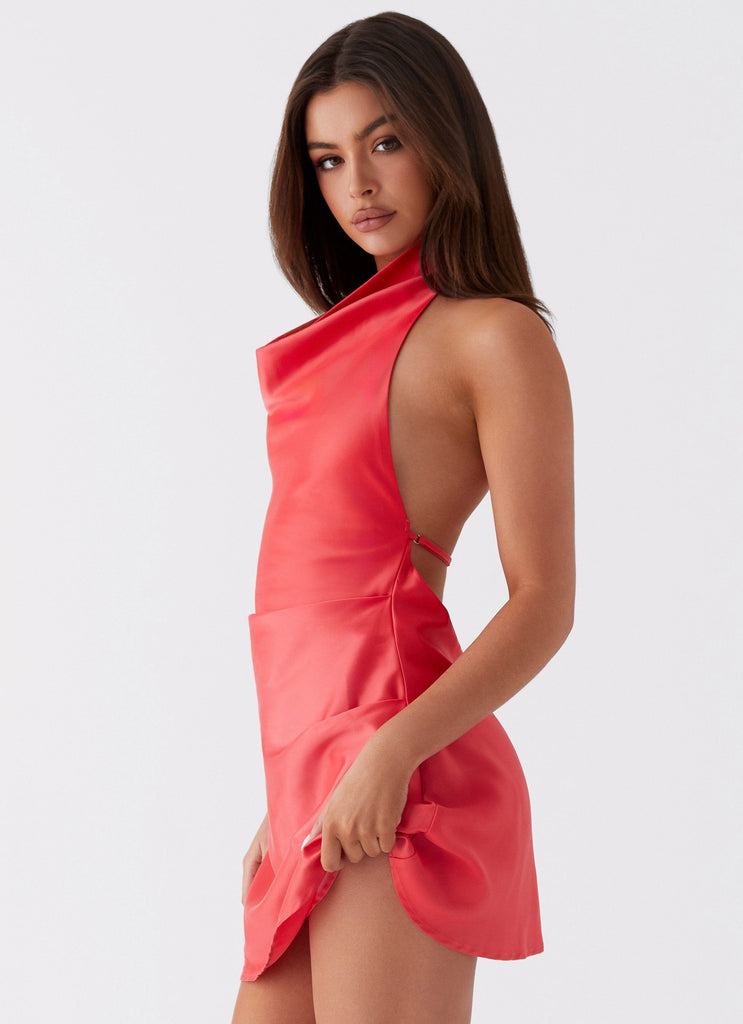 Womens Sabina Mini Dress in the colour Red in front of a light grey background