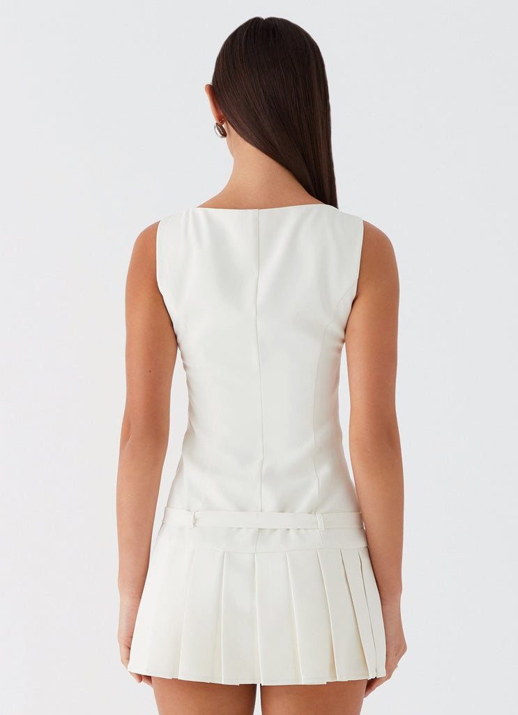 Womens No More Excuses Belt Mini Dress in the colour Ivory in front of a light grey background