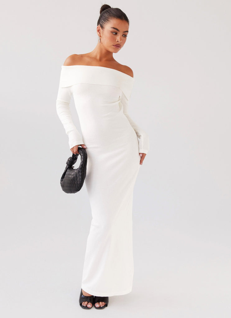 Alexandra Off Shoulder Knit Maxi Dress Ivory